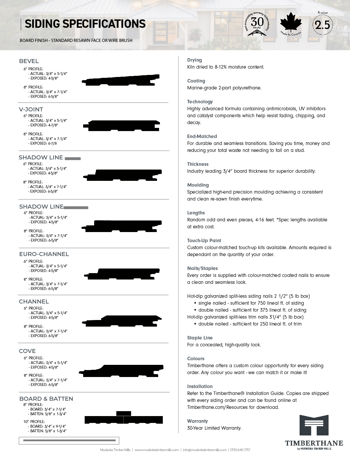 Timberthane Spec Sheet