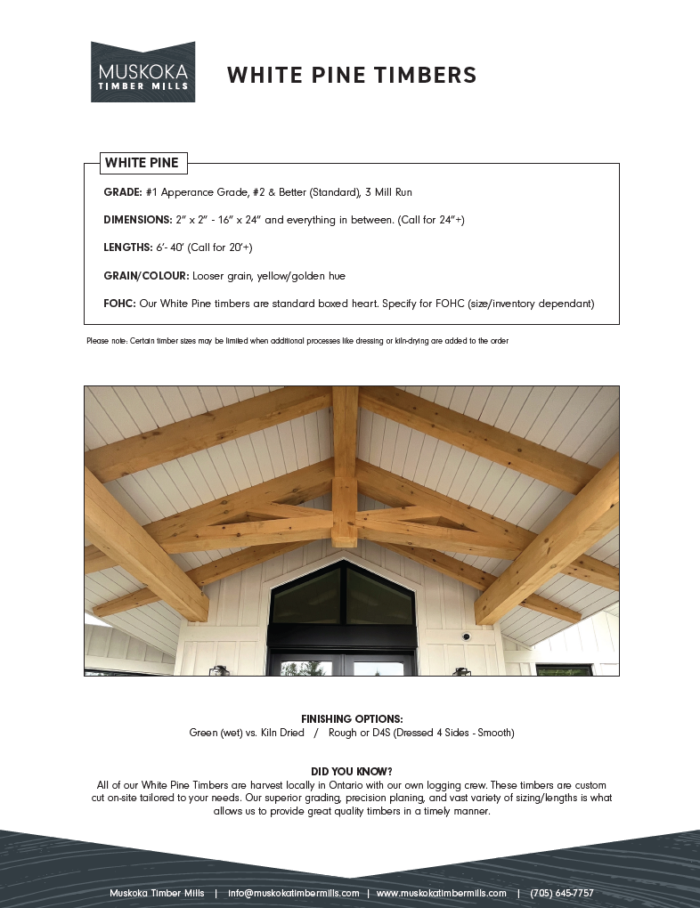 White Pine Timber Spec Sheet