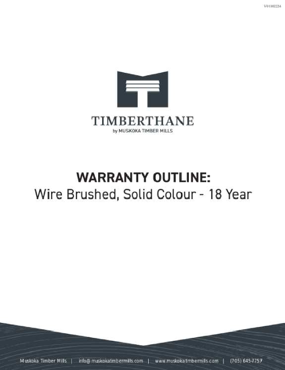 Timberthane Warranty: Wirebrushed, Solid Colour